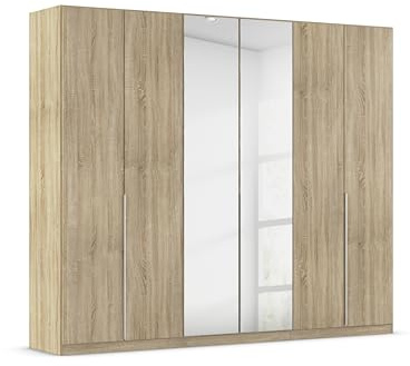 Rauch Möbel Alabama, Kleiderschrank, Farbe Eiche Sonoma, Breite 271 cm | Schrank, 6-türig, mit Spiegel, Zubehör Basic, für Schlafzimmer, Kinderzimmer, Homeoffice, Gästezimmer, Garderobe, Flur