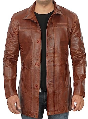 Blingsoul Leder-Auto-Mäntel für Herren, schwarz/braun, Echtleder-Jacke für Herren, Bristol – Hellbraune Jacke, XL