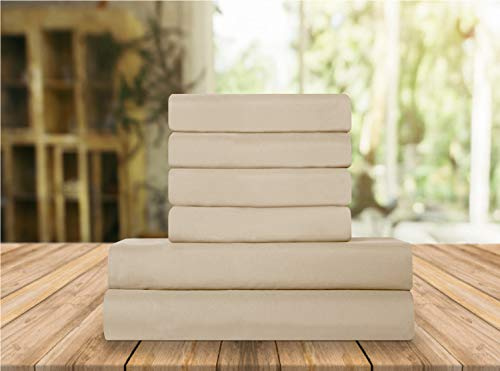 Elegant Comfort Luxury Soft Bed Sheets 1500 Premium Hotel Quality Microfiber Softness Wrinkle and Fade Resistant (6-Piece) Bedding Set, Queen, Linen Cream