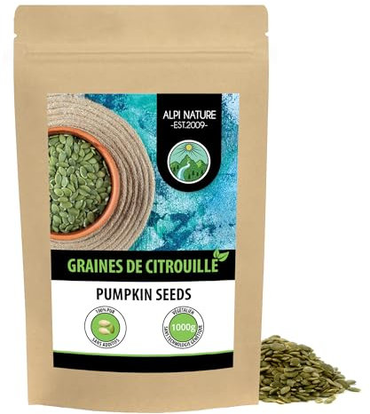 Alpi Nature Pumpkin Seeds 1kg 2.2 lb, Raw Peeled Pumpkin Seeds to Eat, for Salads and Smoothies