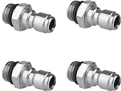 4 Stück Hochdruckreiniger-Spritzwasser-Armaturen, Schlauchkupplung, Schlauchanschluss, 1/4 Zoll Schnellkupplung, 14 mm Außengewinde, Edelstahl-Adapter für Gartenschlauch-Wasserhahn-Anschluss