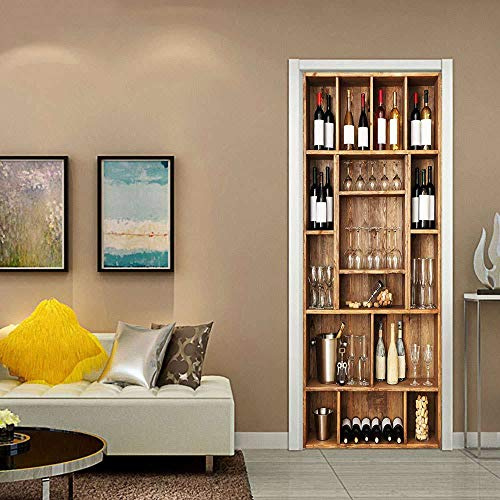 3D Türaufkleber 100x200cm Weinschrank Türtapete selbstklebend Fototapete Türpanel Türposter Türfolie Türsticker PVC Wasserfest Wandbild Wandaufkleber Für Wohnzimmer kinder bad Schlafzimmer