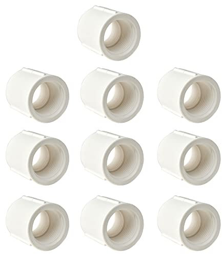 FangKingNo 10 roscas de 1 pulgada en dos extremos de PVC hembra adaptador de acoplamiento (rosca hembra x hembra) conector acoplador de tubería blanco (1 pulgada)