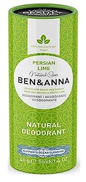BEN & ANNA Persian Lima – Desodorante en barra natural para hombre y mujer, vegano y cosmética natural, sostenible en tubo de papel, contra la sudoración intensa, sin aluminio (40 g (1 paquete), lima)