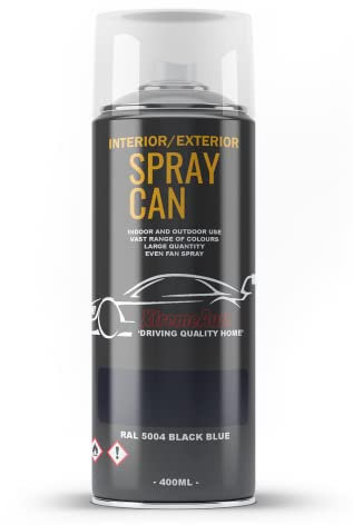 Xtremeauto Spray Paint Finish For Indoor And Outdoor Use Garden Cars Home Kitchen Bathroom Furniture Art Craft Bikes Radiators Metal Wood Plastic Glass UPVC Stone PVC RAL 5004 Black blue
