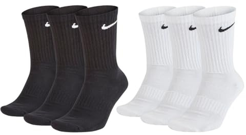 NIKE 9 Paar Everyday Lightweight Crew SX7676 Tennis Socke weiß schwarz grau, Farbe:weiß, Größe:42-46