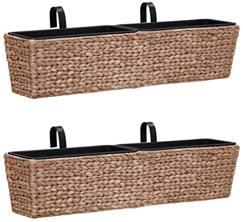 INLIFE Lot de 2 pots de fleurs en jacinthe d'eau Marron-5581