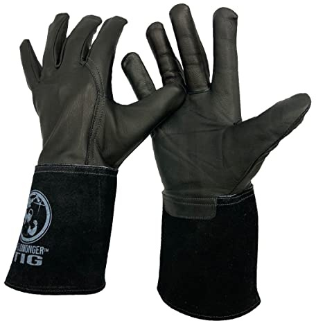 Weldmonger Guanti di saldatura TIG 7,6 cm (taglia M, nero)