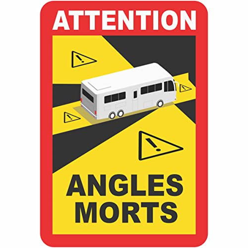 INDIGOS UG - 6x Magnetschild Angles Morts - 17 x 25 cm - Magnetfolie für Frankreich - Warnschild Toter Winkel für Wohnmobil, Camper, Truck, Transporter - gemäß französischer StVo