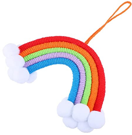 Abaodam 1pezzi Ciondolo Arcobaleno Intrecciato Mano Di Cotone Di Ornamento Arcobaleno Appeso Adorabile Decorazione Da Parete Colorata Per Stanza Festa Giardino