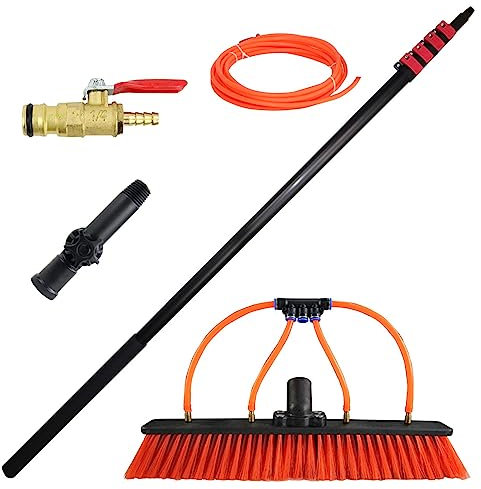 Waschbürste Mit Teleskopstiel Set, Teleskopstange Fensterreinigung Mit Wasseranschluss Das Dach Reinigen, Pv Reinigungsbürste Teleskop Set Rotierend zur Wintergartenreinigung.