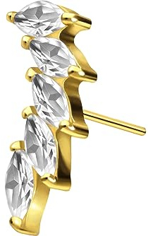 PIERCINGLINE Titan Aufsatz mit Push Pin 5 EINGEFASSTE KRISTALLTROPFEN OHNE Labret Stecker Piercing Ohr Helix Tragus Conch Farbauswahl