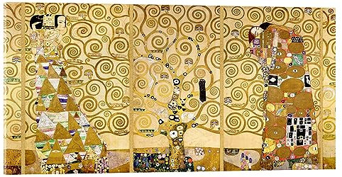 Posterlounge L'albero della vita (completo) Stampa su vetro acrilico di Gustav Klimt 80 x 40 cm Giallo Quadri Decorazione per pareti