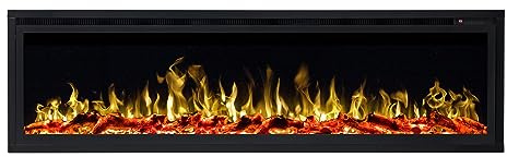 Cheminée électrique Royal 65 LED - Effet Flamme 3D réaliste + Chauffage Noir