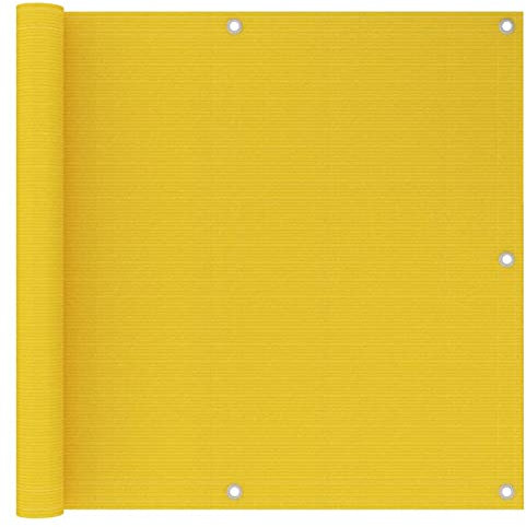 Homgoday Balcony Privacy Screen, Balcony Cover, Balcony Privacy Screen, Balcony Cladding, Opaque, Balcony Protection, UV Protection, Wind Protection, Sun Protection, Yellow, 90 x 500 cm, HDPE
