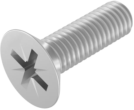 SECCARO Tornillo avellanado M6 x 20 mm, acero inoxidable V2A VA A2, DIN 965, Phillips / PZ, rosca completa, 20 unidades