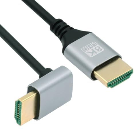 Chenyang Câble HDMI 2.1 Type A mâle vers mâle 8K 4K HDTV Câble d'extension coudé vers le bas à 90 degrés 1,0M