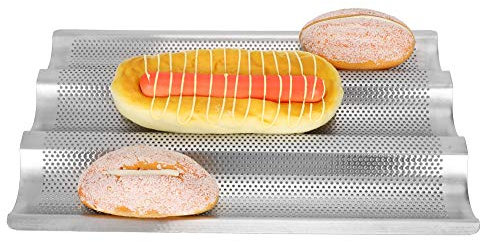 Teglia Per Baguette, Forno Per Pane, Fornaio Per Pane, Stampo Per Pane Francese a 3 Scanalature, Teglia Per Baguette, Teglia Per Pane Francese, Argento