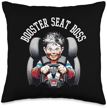 Booster Seat Boss s Funny Boy's s Cartoon Style s School Run Throw Pillow