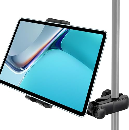 Clef Audio Labs Universal Tablet Mount for Microphone & Music Stands - Telescopic & Adjustable Holder for iPads, iPhones, and Android Devices - Fits 4.7 to 13.5 Screens for Musicians and Performers