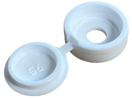 JAM2DAY 50 x Screw Cover Caps for 6-8 Gauge Screws (Metric 3.5 to 4.2), Hinged Type (White)