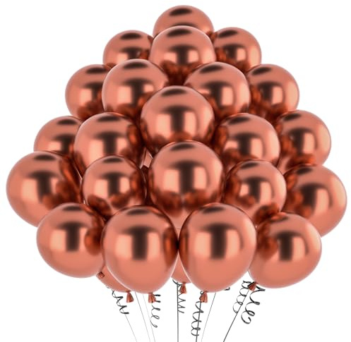 Luftballons Roségold Metallic,50 Stück 12 Zoll Matt Metallic Roségold Ballon,Chrom Roségold Metallic für Geburtstagsdeko Hochzeit Taufe Deko Partydeko Luftballoons 50pcs