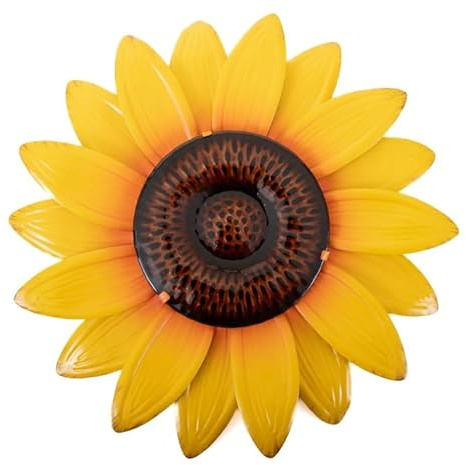 Creekwood Glass Wall Art – Sunflower Art - Garden Ornament Outdoor & Home décor Metal artworks for Garden shed wall, Garden fence Wall Hanging decorative Garden gifts - (30x30) cm