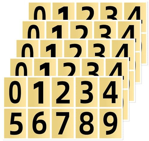 50 Stück hochwertige Zahlen Aufkleber für Aufkleber Briefkasten und Mülltonnen aufkleber - wetterfest, reflektierend, stark klebend - 10 x 5 cm - Nummern 0-9 - Schwarz