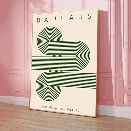 SHINERING Abstraktes Bauhaus Grüne Farblinien Modernes Poster Klassische Vintage Wandkunst Retro Poster Für Zuhause Zimmer Wanddekoration A3 50X70Cm Kein Rahmen