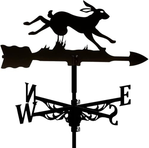 Girouette avec ornement animal en fonte - Girouette en fonte - Indicateur de direction du vent pour toits, coq, jardin, cour, patio - Forme 2