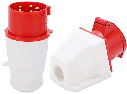 Enchufe Industrial Trifásico de Montaje en Pared, 16A, 5 Pines, 3P+N+E, IP44 Resistente al Agua, 220-380V/240-415V