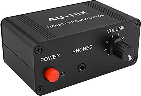 Qiaohome AU-10X NE5532 Audio Signal Preamplifier Headphone Pre AMP Board Gain 20Db 3.5MM Volume Control Tone DC 12V
