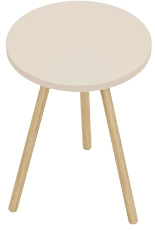 Jungengel Runder Beistelltisch aus Holz, 34 x 34 cm, Höhe 45 cm, für Wohnzimmer, Schlafzimmer, Küche, Esszimmer, Flur, Büro, Gästezimmer, Kinderzimmer (Krem/Beige)