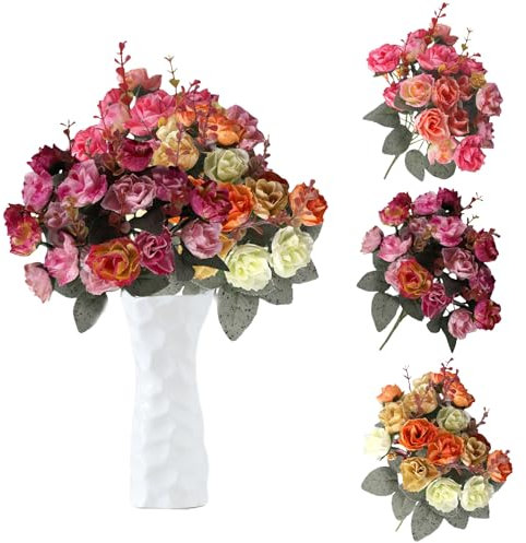 astylishome Fiori artificiali per tombe Rose finte fiori finti bouquet da sposa realistici con steli singoli lunghi in plastica per la disposizione della tavola centrotavola decorazione della casa