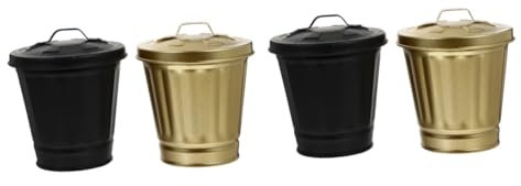Warmhm 4pcs Tabletop Mini Trash Can Kitchen Storage Jar Lid Decorative Flowerpot for Home