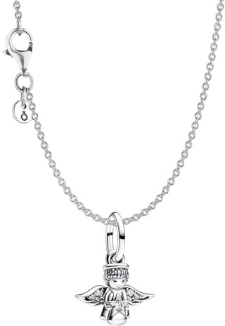 PANDORA Damen-Halskette Funkelnder Engel Geschenk-Set 925 Silber Kette mit Charm-Anhänger für Frauen, Moderner Schmuck, Glücksbringer Talisman 68597
