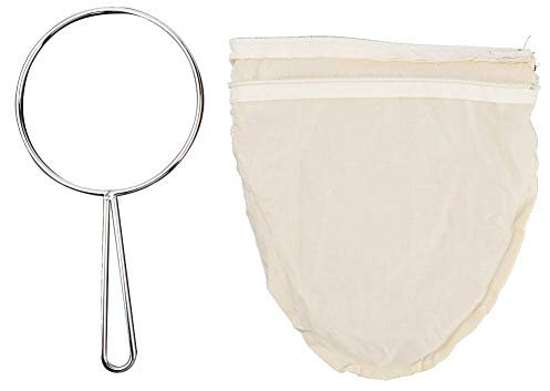 Colador de Té Reutilizable, Filtro de Té de Tela con Marco de Acero Inoxidable con Asa, Colador de Filtro de Bolsa de Té de Café de Algodón para Filtrar Leche de Nuez, Té de Café
