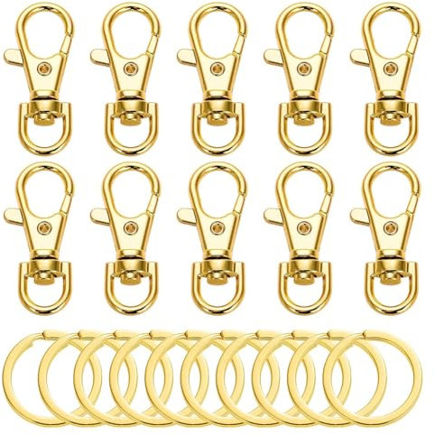 Jzoowar 10Set DrehverschlüSse, Lanyard-Karabinerhaken mit SchlüSselring-Clip, SchlüSselband, Karabinerverschluss, SchlüSselanhäNgerringe zum Basteln