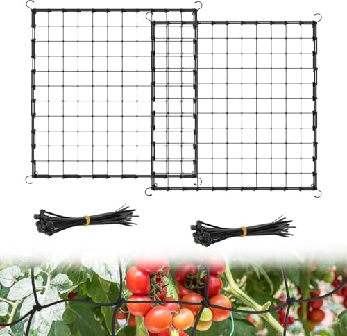 2Pcs Elastic Trellis Netting, 120×120cm Plant Support Scrog Net with 8 Hooks Grow Tent Netting Elastic Mesh Garden Trellis netting Hydroponic Grow Room Plant Trellis Net for Vegetables Fruits Flowers