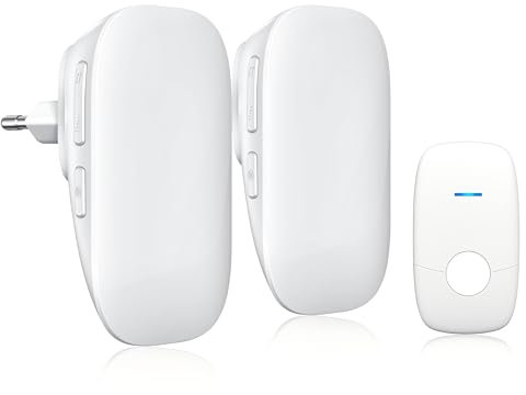 JeaTone Campanello Senza Fili Da Esterno,impermeabile IP55,Campanello Senza Fili,Portata 150 Metri,36 melodie,4 Livelli Volume,Kit Campanello Wireless con 1 Receiver & 2 Transmitters,Indicatore LED