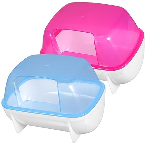 2 Pcs Chinchilla Hamster Blue Plastic with Detachable Sand Bath House