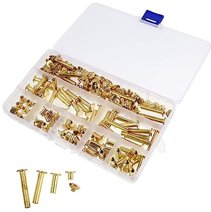 SOLUSTRE 1 Satz Schrauben Verbindliche Schraubpfosten Nagel Niet Lederdeko Selber Machen Heimhardware Reparaturzubehör Für Leder Sammelalbum Schraube M5 Stehbolzen Golden Kupfer