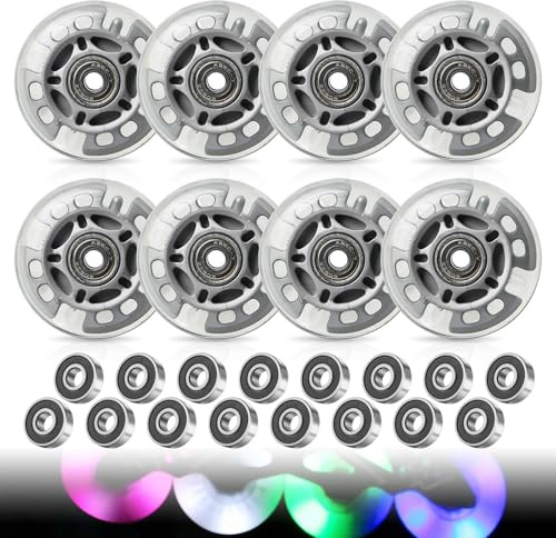 8 Stück Inline Skate Rollen Mit Kugellagern 72mm, Inline Skate Räder, Silbertransparent Inline-Skate-Räder, Skate Rollen, Indoor/Outdoor-Rollschuh-Räder, Stützräder Für Scooter