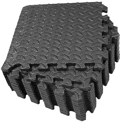 HEMOTON 12pièces Tapis à Motif De Épais Et Absorbant Pour Salle De Sport Jeu Et Danse Noir