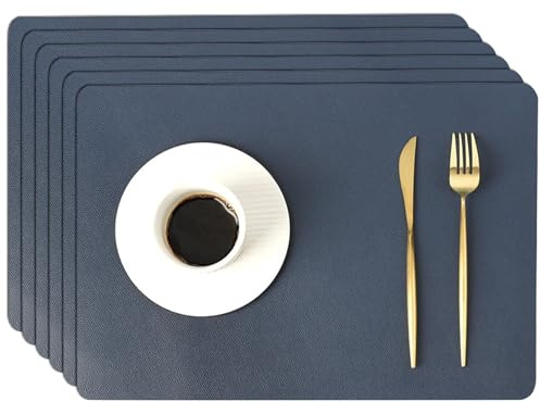 CEHJZQRPL Salvamanteles Salvamanteles, Manteles Individuales de Piel sintética, Multicolor, 43 x 30 cm, 4/6/8 Unidades(Navy Blue,Set of 6)