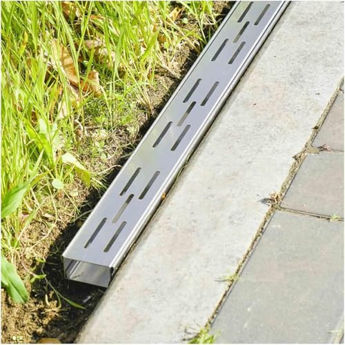 AVLLSO Canaleta de desagüe Canal Drenaje Acero Inoxidable 100cm Rectangular - Kit con Rejillas para Jardín Garaje Cocina​(100x5x5cm/39.4x2x2in)