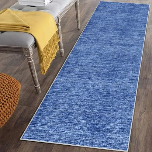 Läufer Teppich für Flur Lang Rutschfest 60 x 90 cm Blau Küchenläufer Teppich Läufer für Küche Waschbar Teppichläufer Flur Teppich Küchenteppich Schmutzfangmatte für Eingang Wohnzimmer Schlafzimmer