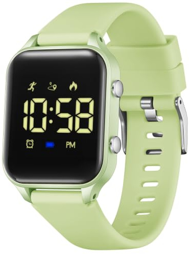 Timever orologio digitale bambina bambini con contapassi,sveglia,cronometro,luce,data-orologio per ragazzi e ragazze senza app e telefono con cinturino in silicone