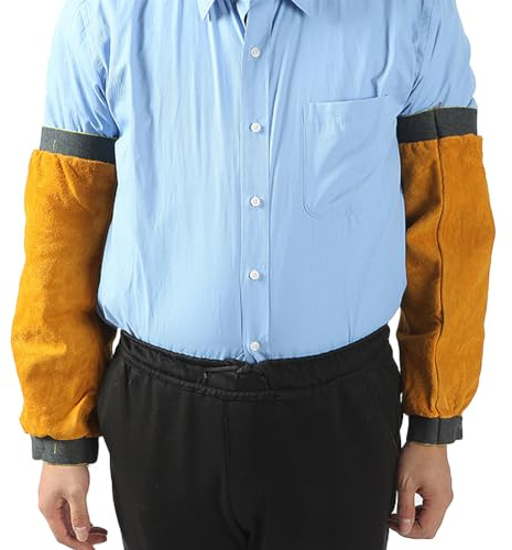 1 Pair Welding Sleeves Leather, Arm Protection Covers, Heat & Flame Resistant Arm Protection Gardening Sleeves, Cowhide Leather Work Sleeves For Electric Welding, Metallurgy, Machinery Factory