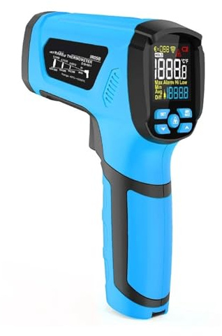 TIEOAXFT Thermomètre Infrarouge de-40 à 2000 degrés 2, Double thermomètre for Barbecue, Cuisine, Pizza, réfrigérateur, climatisation